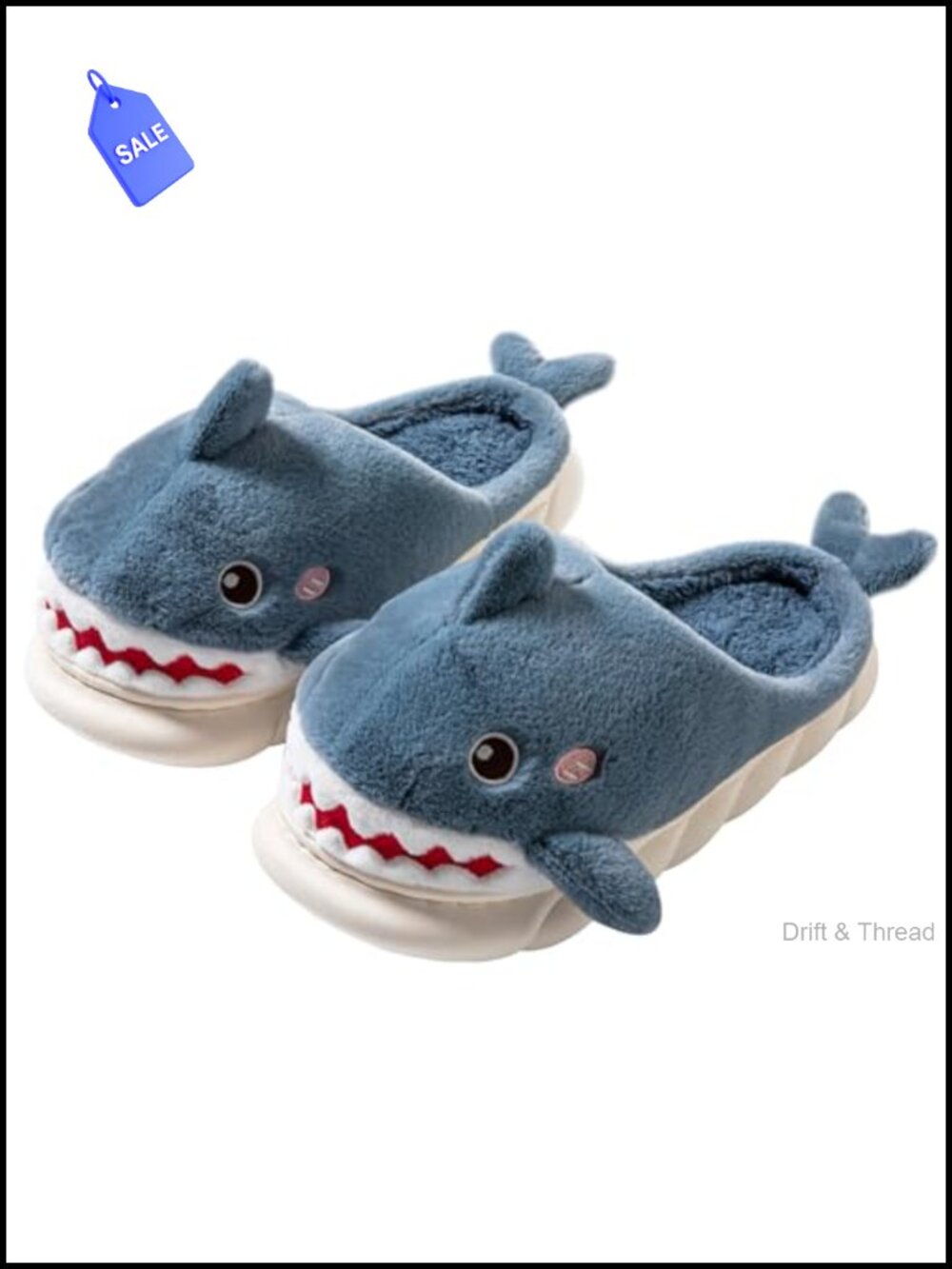 Cute Shark Slippers Plush Memory Foam Non-Slip House Slippers